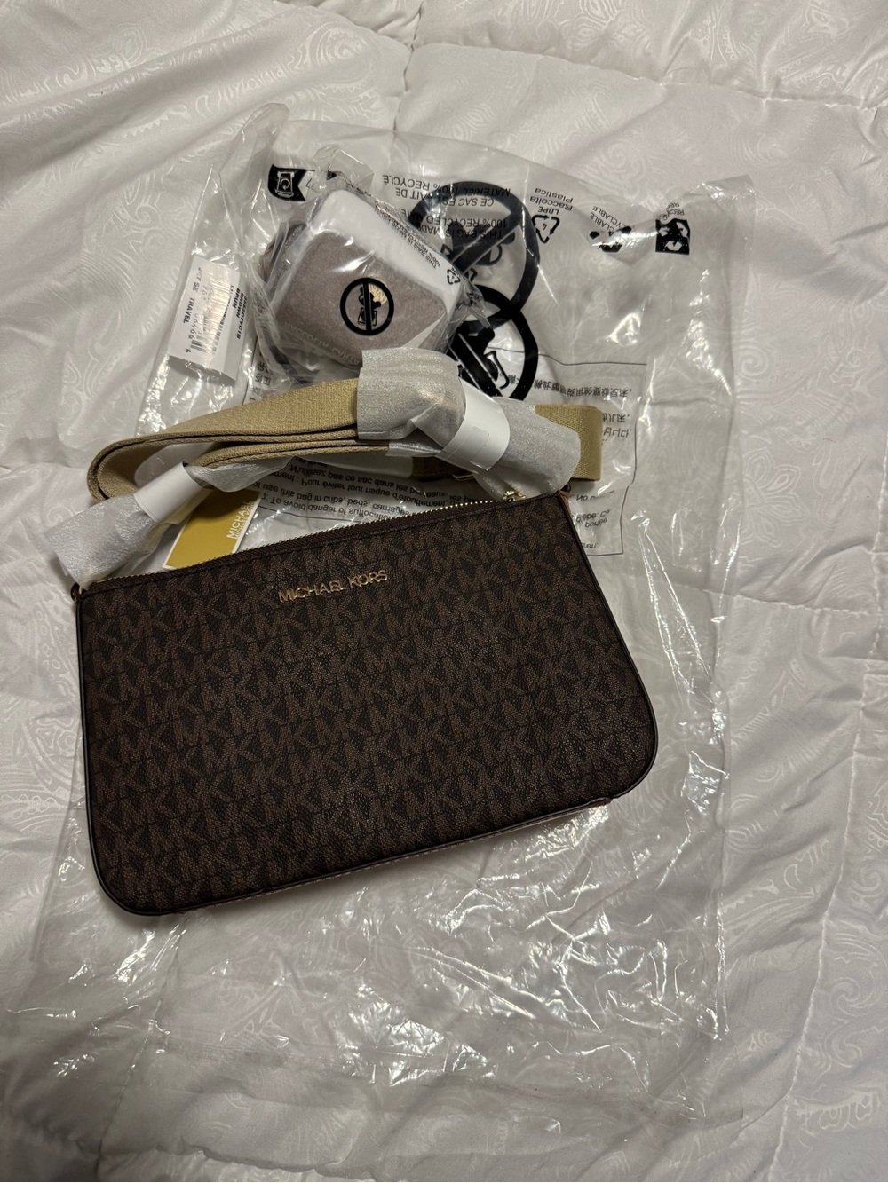 Michael Kors Brown Logo Crossbody with Adjustable Strap